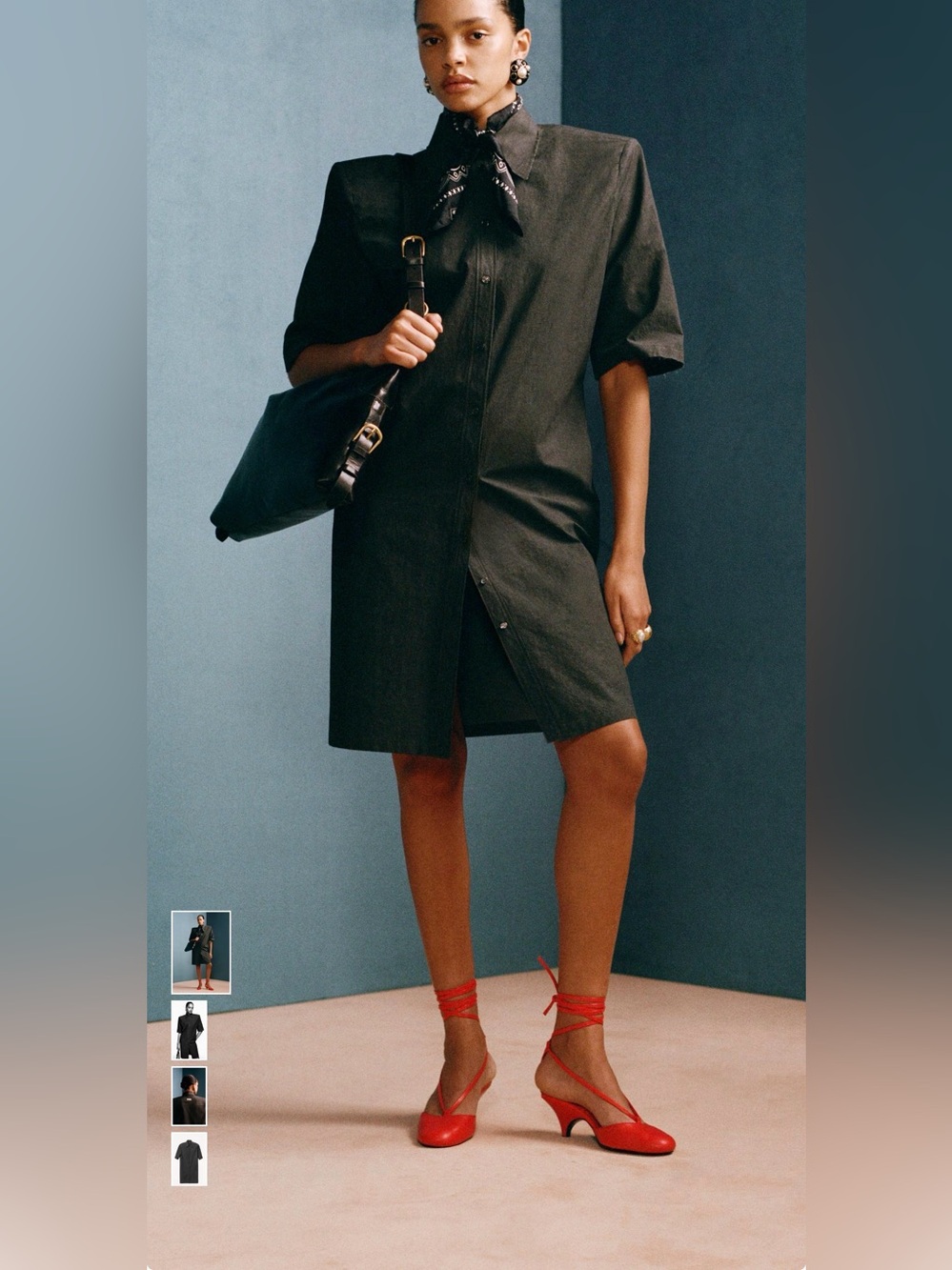 Willy Chavarria x Zara Shoulder Pad Shirt Dress in black Size XS New